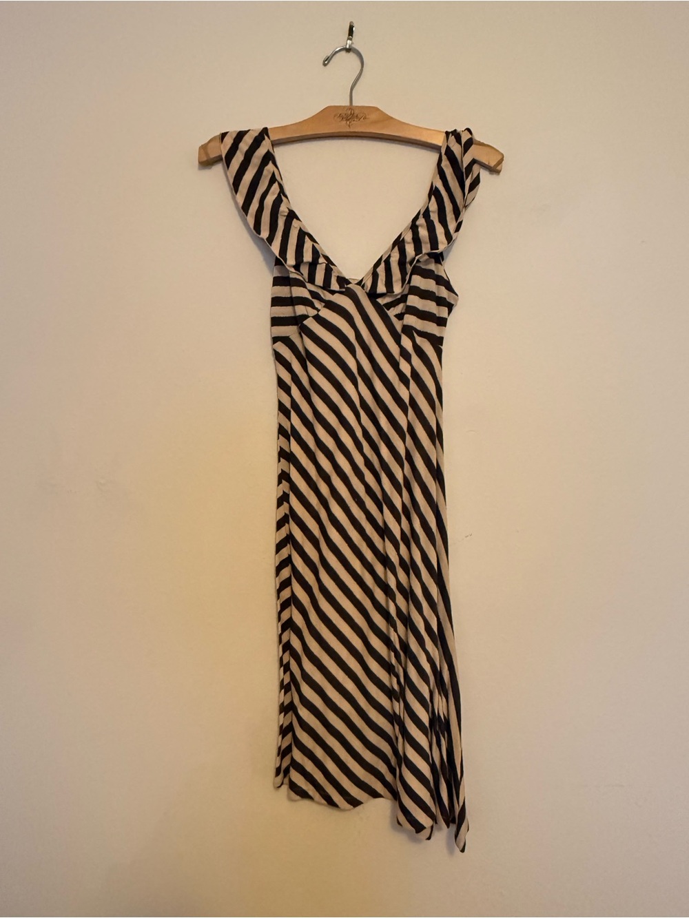 Ella Moss Brown and Cream Asymmetrical Striped Dress